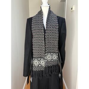 WoolRich scarf Womens fair isle Fringe Lambswool knit Scarf